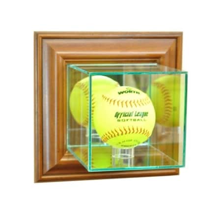 Perfect Cases WMSFT-W Wall Mounted Softball Display Case, Walnut WMSFT-W